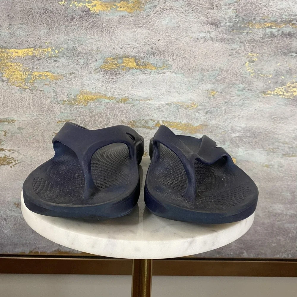 OOFOS Sandals Shoes Mens Size 7 Blue Thong Comfort Recovery Flip Flops